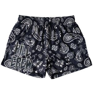 Kill Crew MUAY THAI SHORTS (MID THIGH CUT) BANDANA - BLACK / CREAM